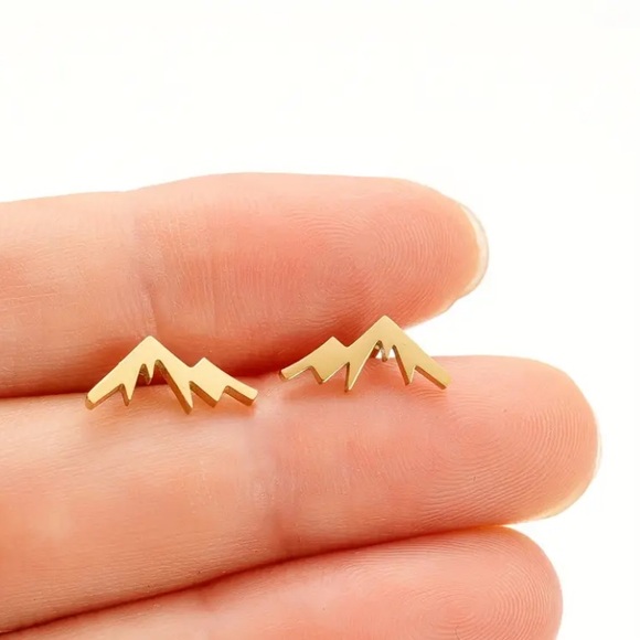 Jewelry - BOGO! Dainty Mountain studded earrings in Gold color- Boutique NEW